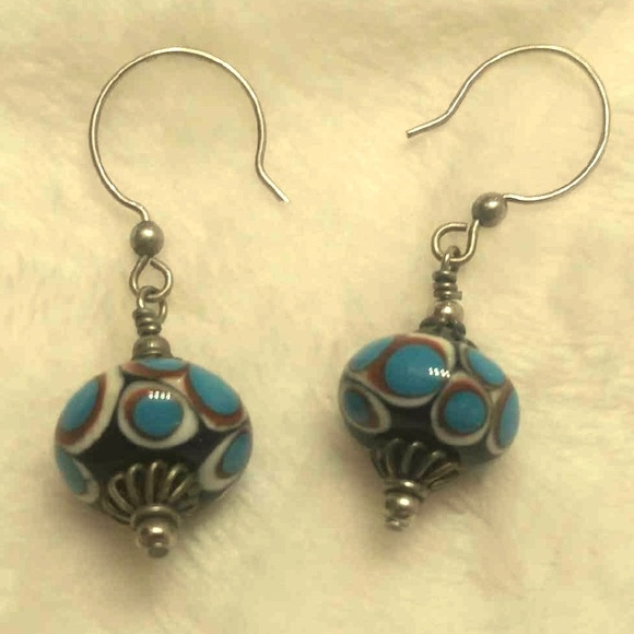 beautiful blue dangle earrings - Picture 3 of 5